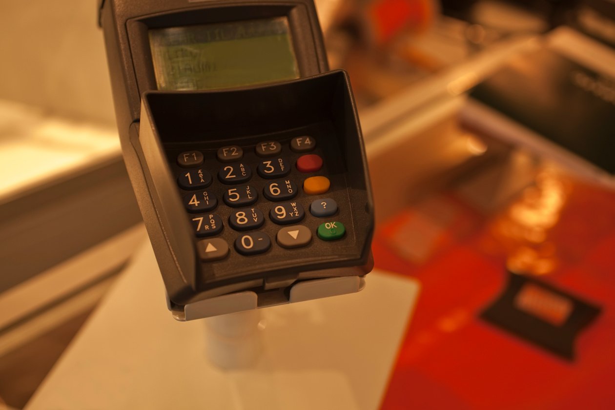 Credit card terminal.